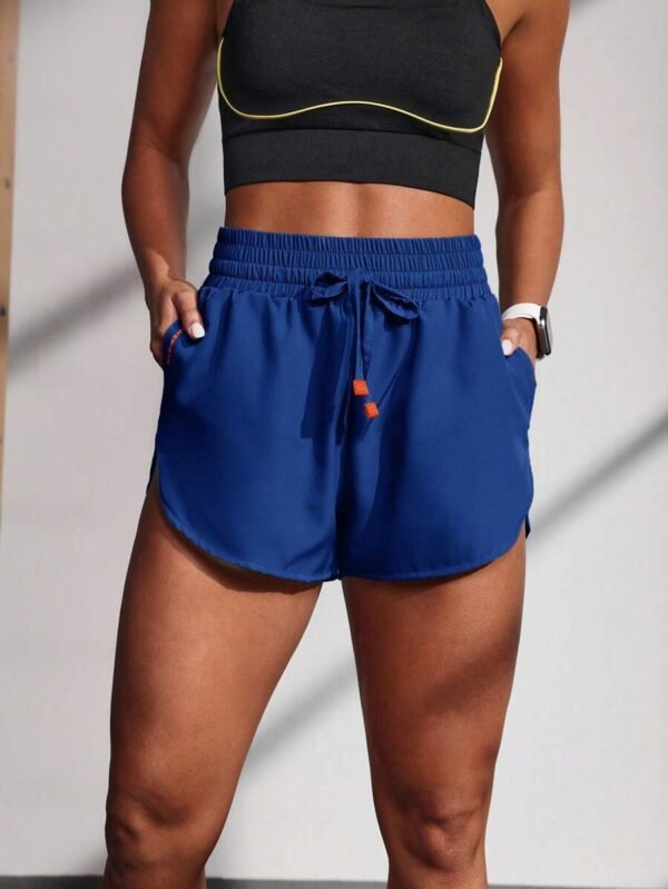 Pantalones cortos casuales de mujer para hacer deporte con cordón ajustable en la cintura - Imagen 2