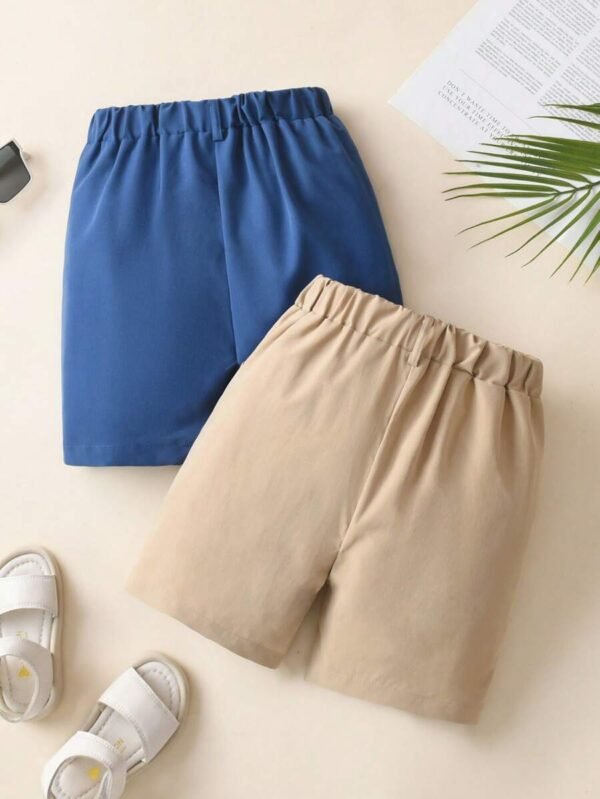 Pantalones cortos con pliegues y bolsillo con botón para niño - Imagen 3