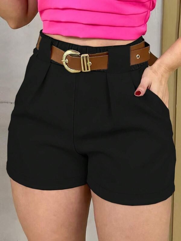 Pantalones cortos casuales de unicolor para mujer
