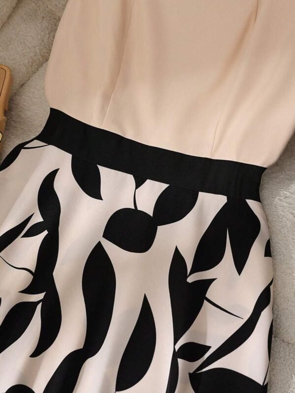 Vestido de mujer con estampado de color en contraste sin mangas de moda - Imagen 3