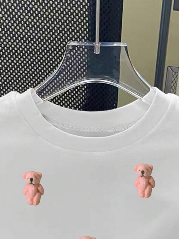 Camiseta ajustada de cuello redondo y manga corta con estampado de perrito - Imagen 2