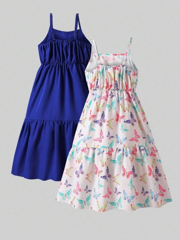 Vestidos, morado y con estampado de mariposas de colores para niñas - Imagen 3