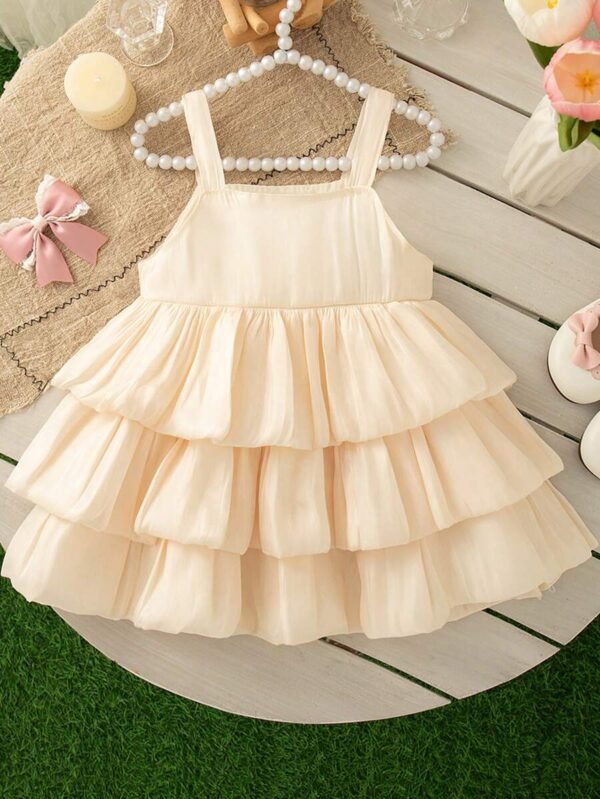 Vestido de princesa de niña pequeña para el verano con bloqueo de color - Imagen 3