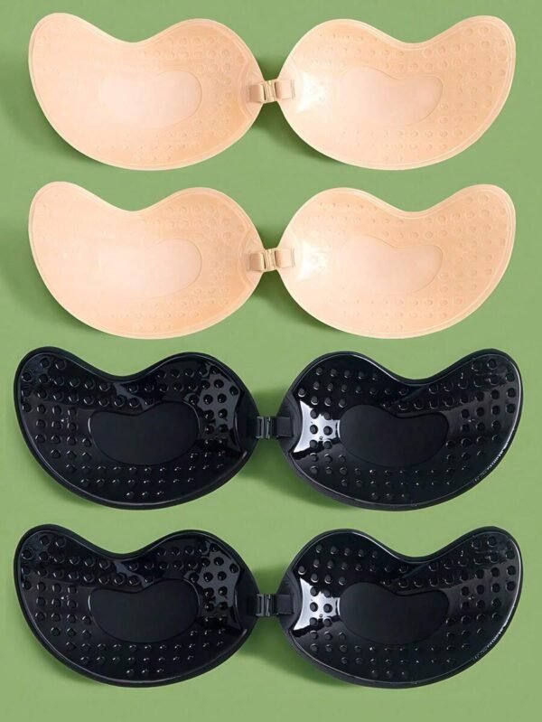 4 pares (2 pares color albaricoque + 2 pares negros) de sostenes adhesivos - Imagen 3