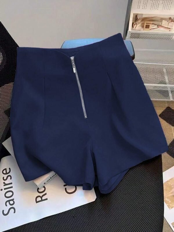 Shorts casuales para mujer con cierre de cremallera metálico