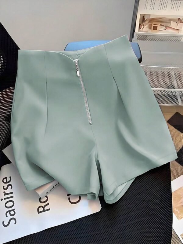 Pantalones cortos casuales de tiro medio con cremallera frontal - Imagen 3
