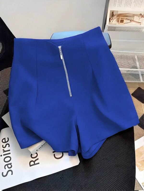 Pantalones cortos casuales de tiro medio con cremallera frontal