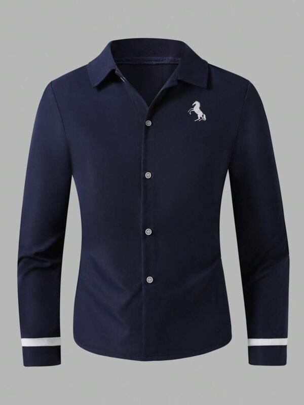 Camisa de manga larga con bordado de caballo para chicos