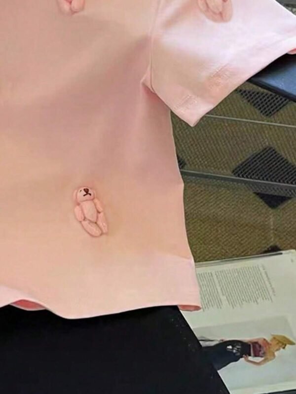 Camiseta de manga corta ajustada con cuello redondo - Imagen 2