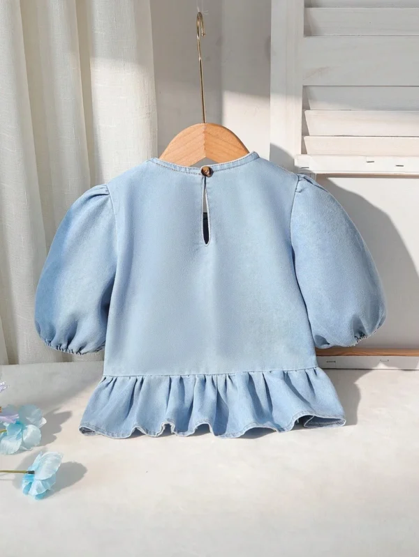 Blusa elegante de verano con cuello redondo y manga corta - Imagen 3