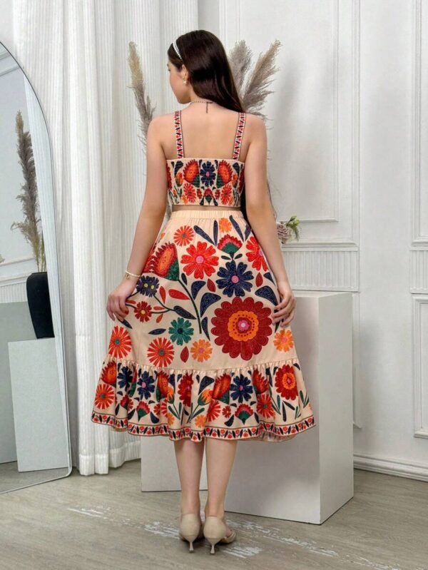 Camiseta de tirantes y Minifalda con estampado floral para chicas - Imagen 3