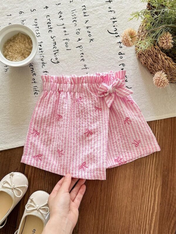 Pantalones cortos de niña bebé con cintura de papel