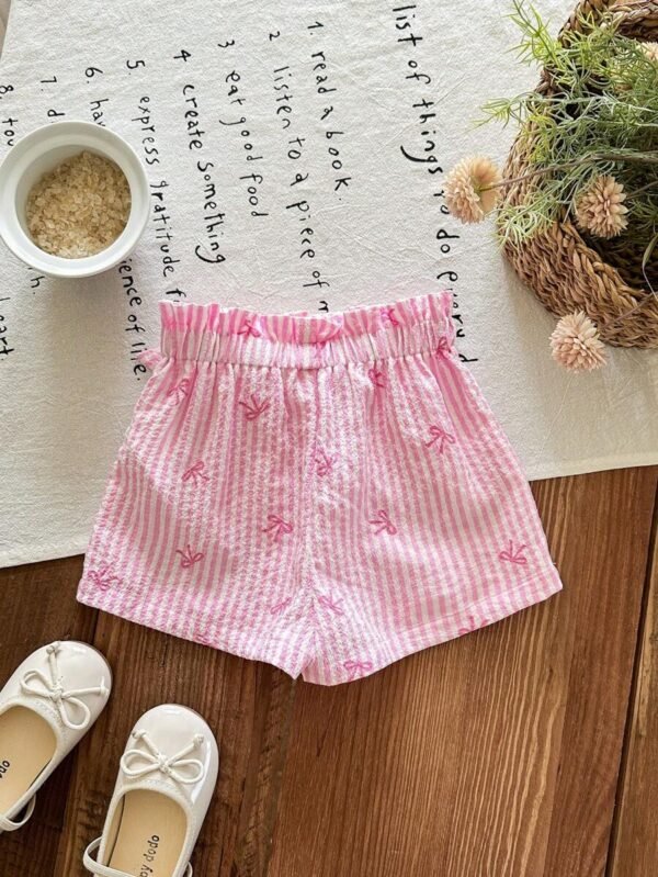 Pantalones cortos de niña bebé con cintura de papel - Imagen 3