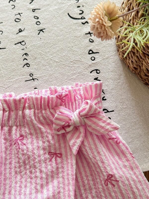 Pantalones cortos de niña bebé con cintura de papel - Imagen 2