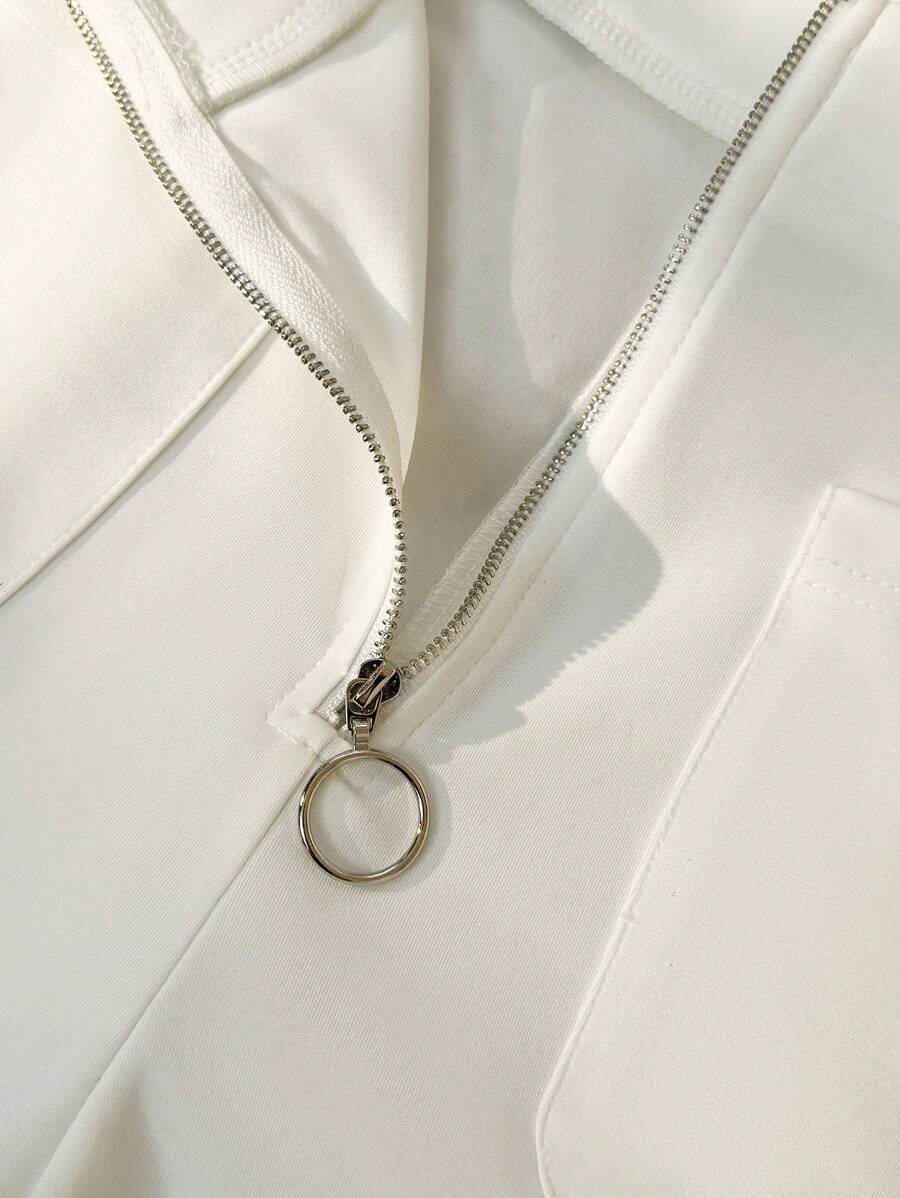 Shorts de verano casuales de mujer con cremallera frontal y bolsillos - Imagen 2