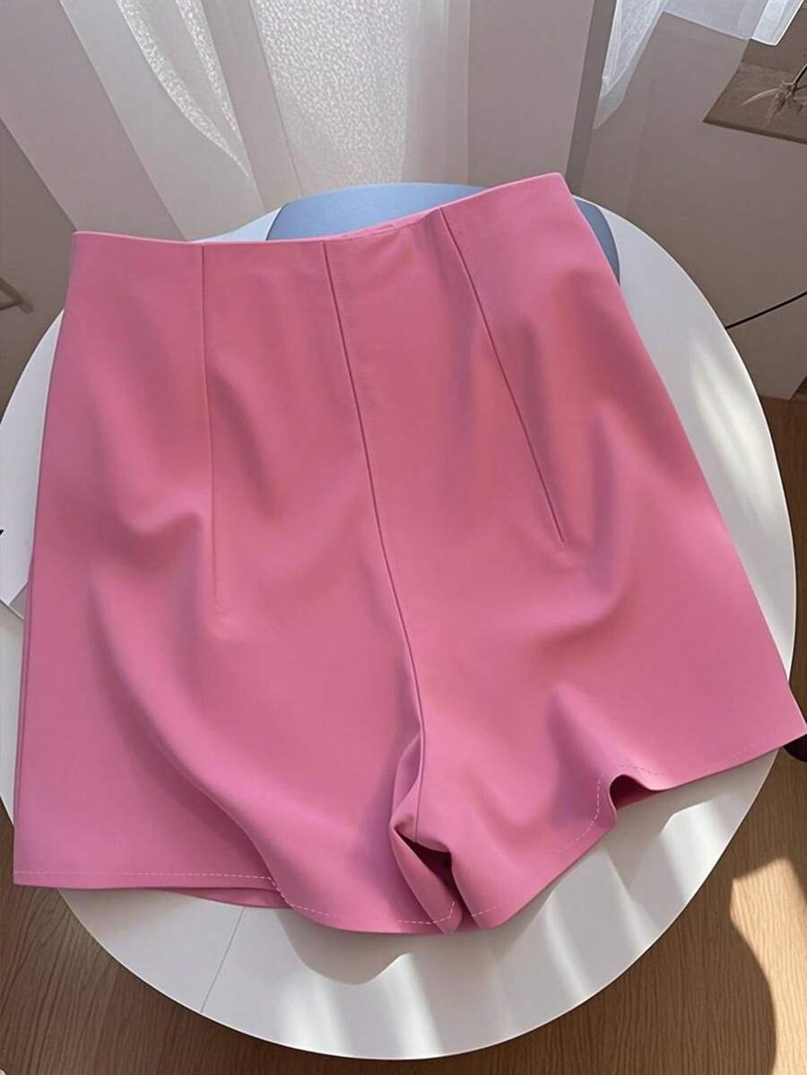 Shorts de mujer con cremallera delantera y cintura ajustada minimalista - Imagen 2