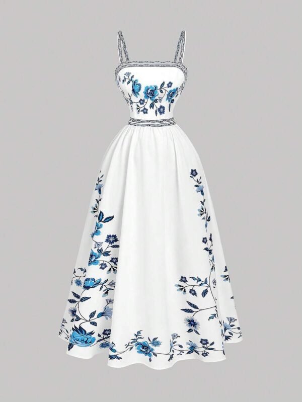 Vestido largo sin mangas con estampado floral elegante para mujer