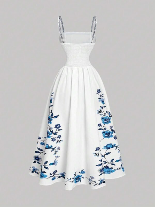 Vestido largo sin mangas con estampado floral elegante para mujer - Imagen 3
