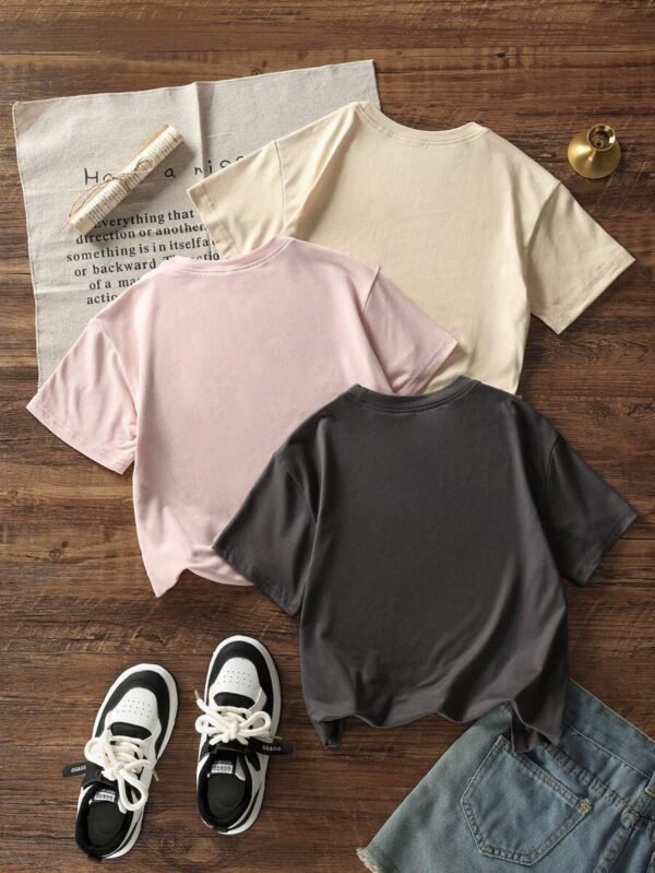 Camisetas de cuello redondo de manga corta con estampado para niñas - Imagen 3