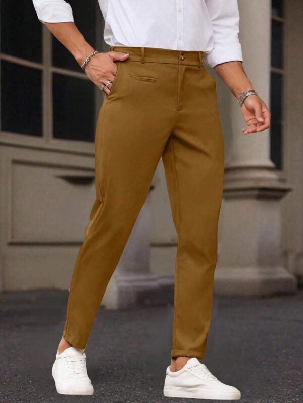 Pantalones casuales de corte recto y unicolor para hombres
