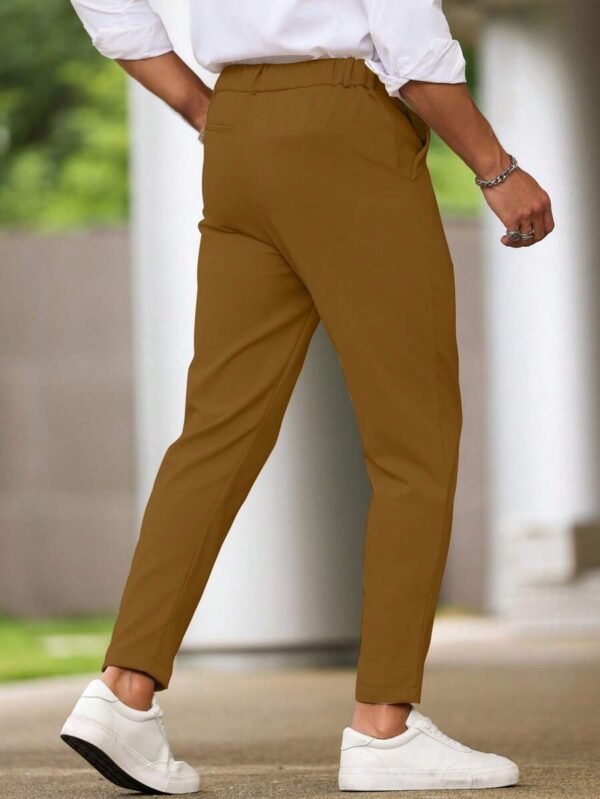 Pantalones casuales de corte recto y unicolor para hombres - Imagen 3