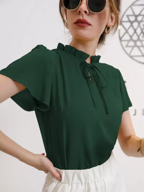 Blusa con cuello de corbata y mangas globo - Imagen 2