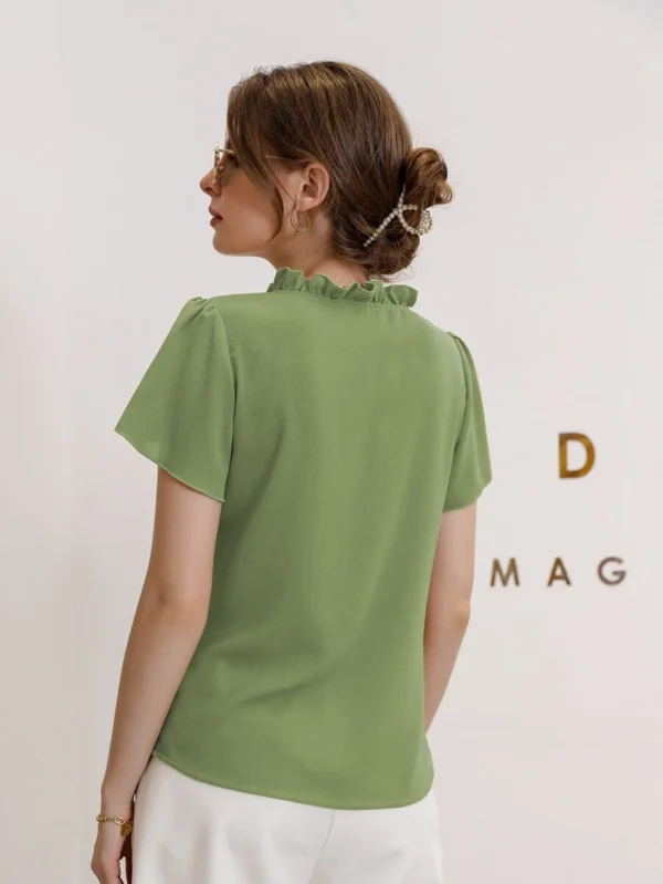 Blusa de cuello con corbata y mangas abullonadas - Imagen 3