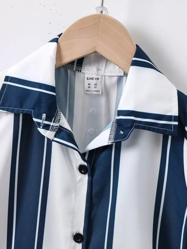 Camisa Y Pantalones Cortos De Rayas Para Niño - Imagen 2