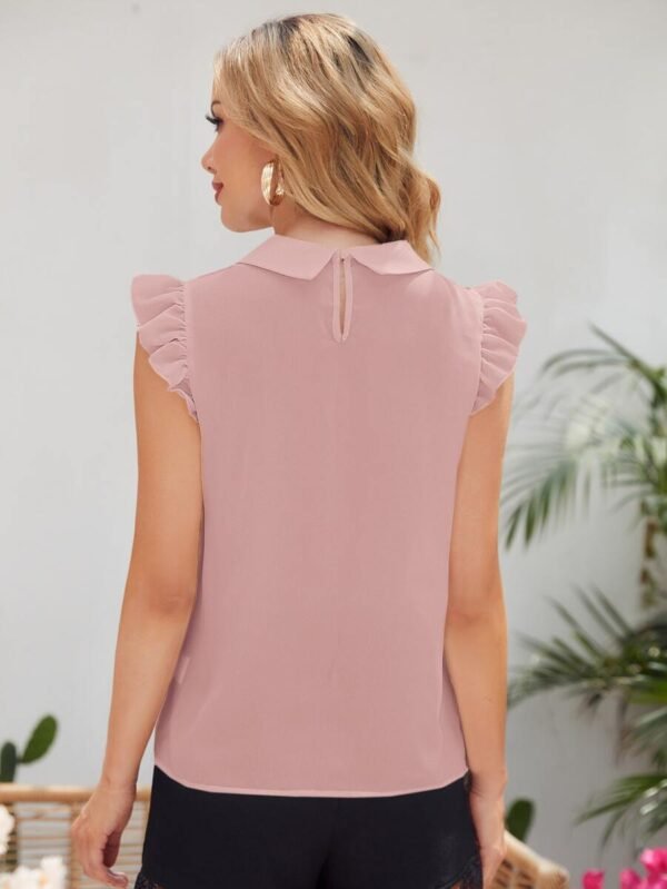 Blusa con fruncido con encaje aplique ropa de trabajo - Imagen 3