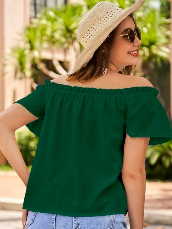 Blusa de hombros descubiertos ribete fruncido - Imagen 3