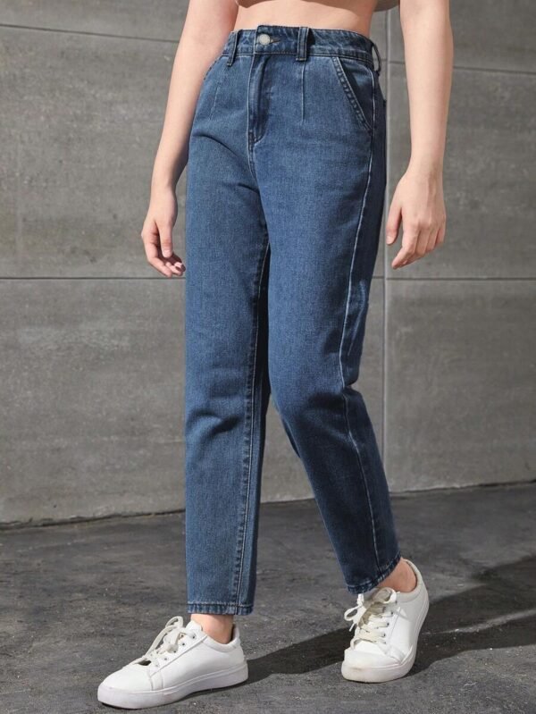Jeans de cintura alta y pierna recta para adolescentes