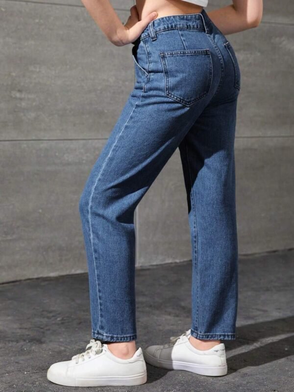 Jeans de cintura alta y pierna recta para adolescentes - Imagen 3