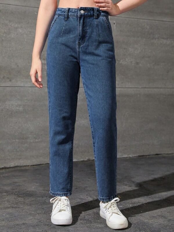 Jeans de cintura alta y pierna recta para adolescentes - Imagen 2