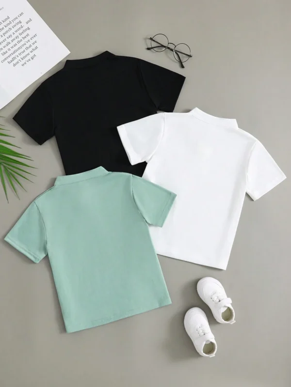 Camisetas de polo holgadas en unicolor para niños - Imagen 3