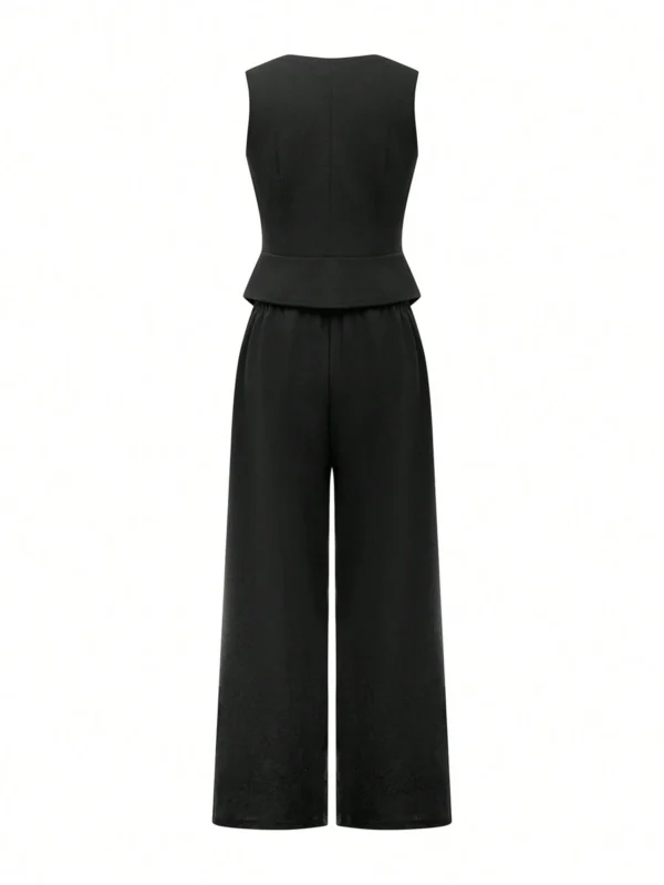 Conjunto de blusa de trabajo y pantalones largos simples para chicas - Imagen 3