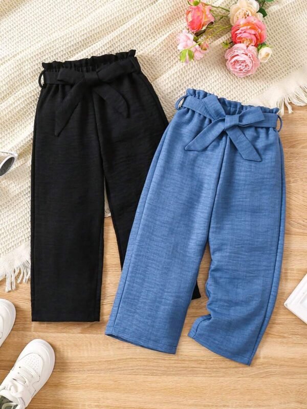 Pantalón casual holgado de pierna ancha y cintura con botón