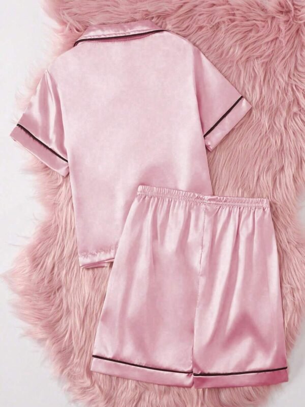 Pijama con pantalón corto y estampado de corazón para niña - Imagen 3