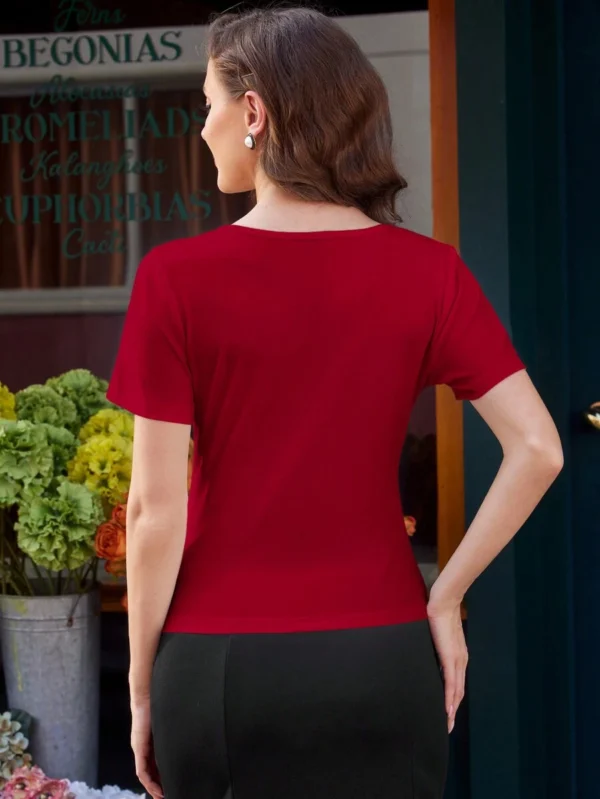 Blusa de punto vintage con bordado floral 3D para mujer - Imagen 3