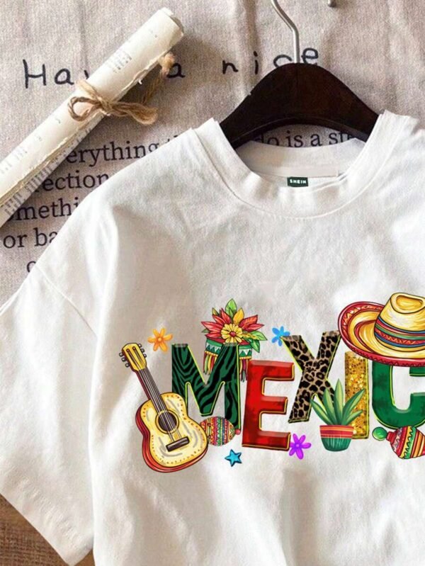 Camiseta ajustada de mujer de manga corta con cuello redondo - Imagen 2