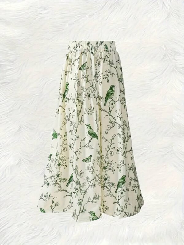 Falda informal con estampado de flores de moda para mujer - Imagen 3