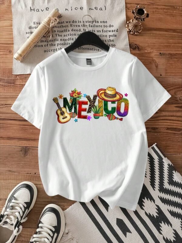 Camiseta ajustada de mujer de manga corta con cuello redondo