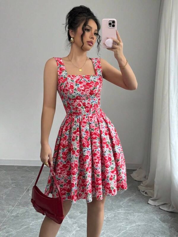 Vestido con estampado floral romántico de margaritas