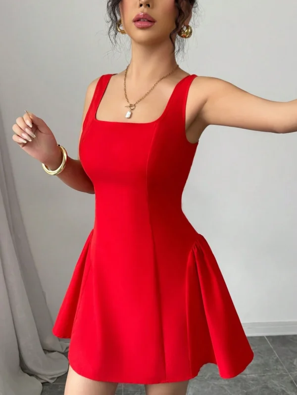 Vestido con decoración de lazo rojo para mujer