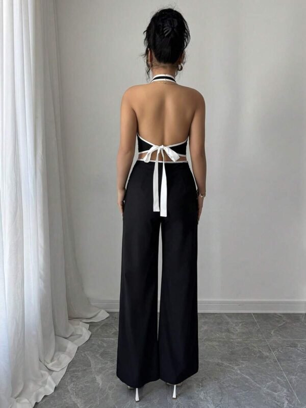 Set de 2 piezas de top sin mangas y pantalones lisos - Imagen 2