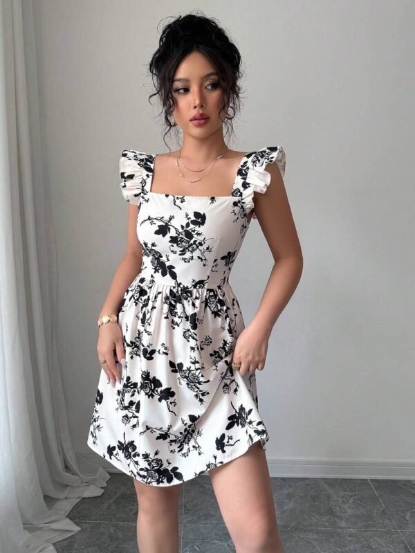 Vestido de estilo bohemio con estampado floral y mangas cortas - Imagen 2