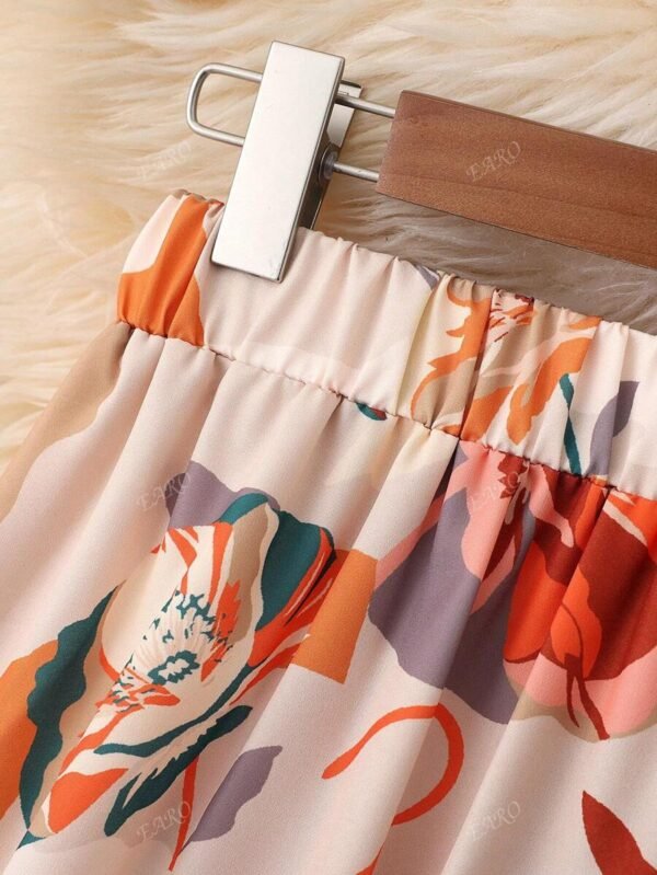 Falda casual de longitud hasta la rodilla con estampado de flores - Imagen 3