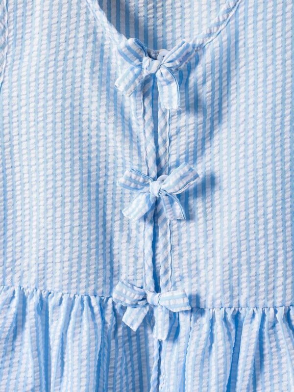 Camisa sin mangas a rayas con lazo y pantalones de lino - Imagen 2