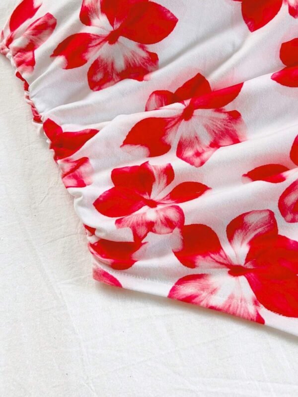 Top sin Hombros Fruncida con Estampado para Vacaciones - Imagen 2