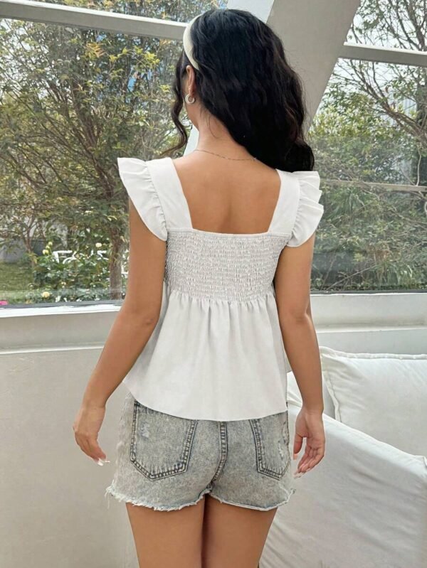 Blusa con fruncido en el pecho y cuello en forma de corazón - Imagen 3