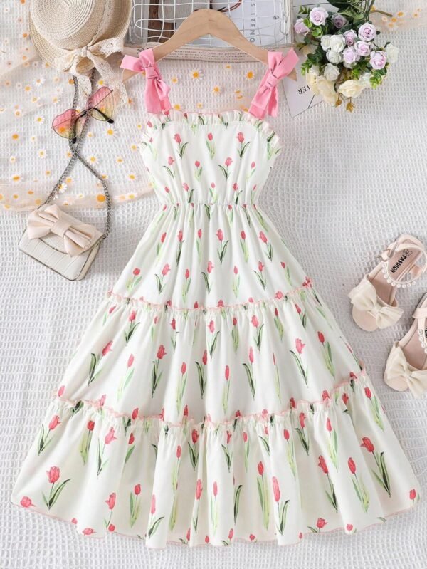 Vestido de tirantes para fiesta del té con estampado floral